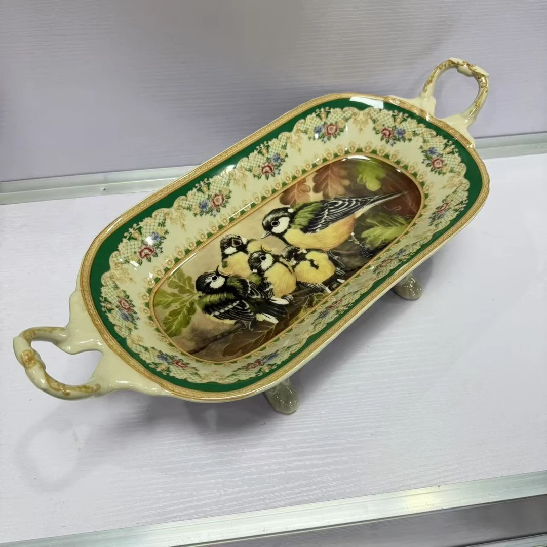 欧洲名画 cz 绿色鸟 果台  高脚