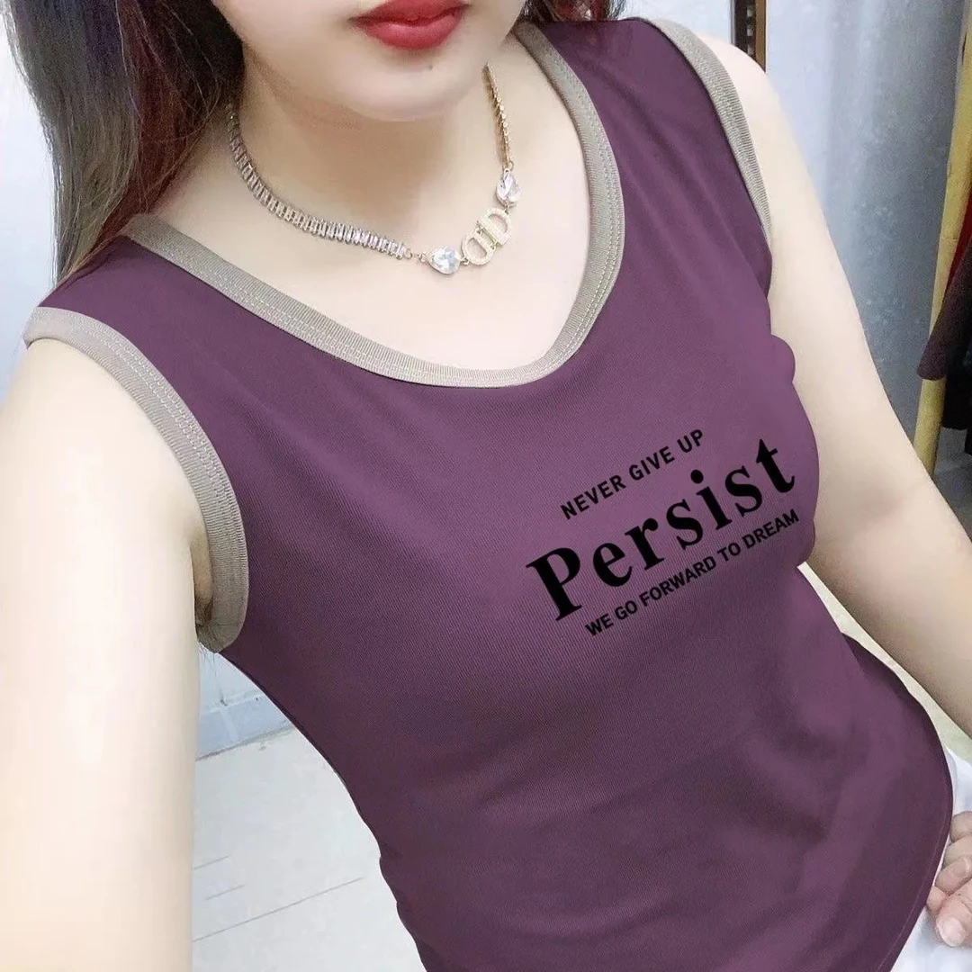 100%纯棉女背心内搭吊带夏季时尚韩版无袖修身百搭运动印花上衣女