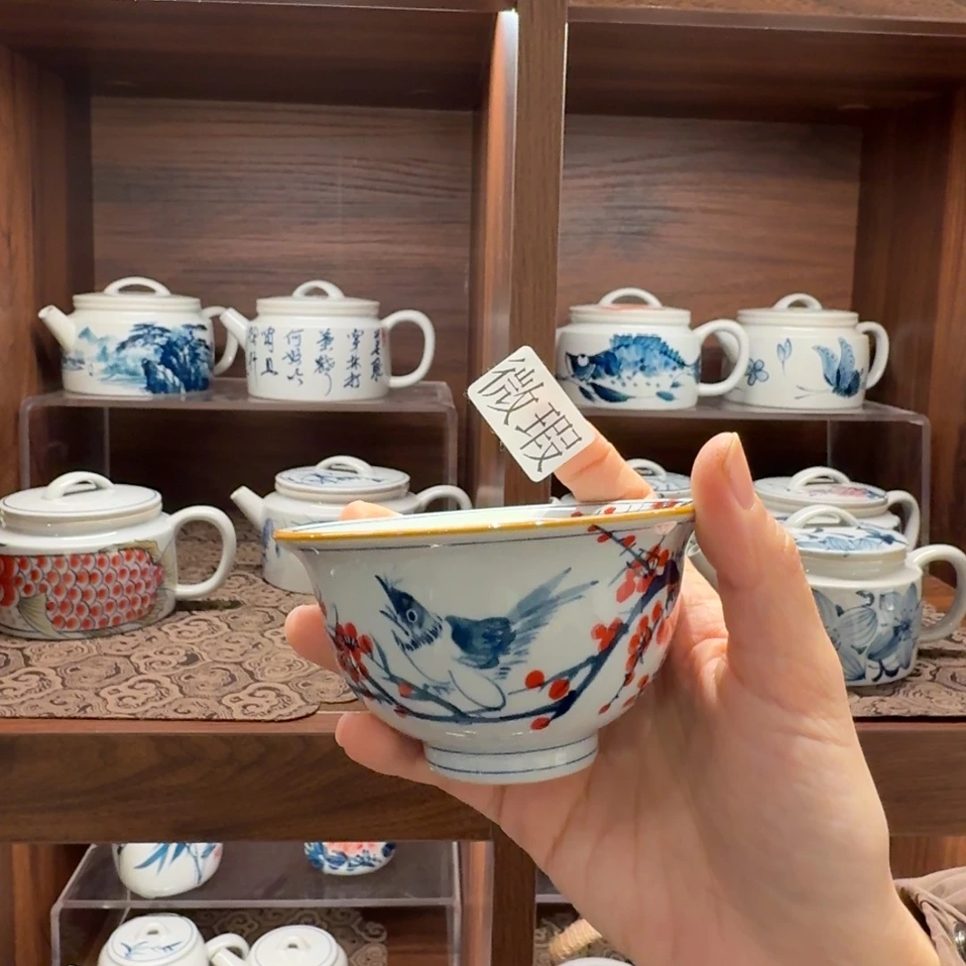 釉下手绘茶具微瑕