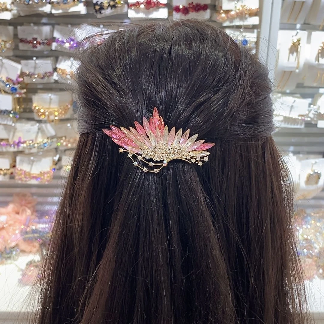 仿水晶合金6公分弹簧夹