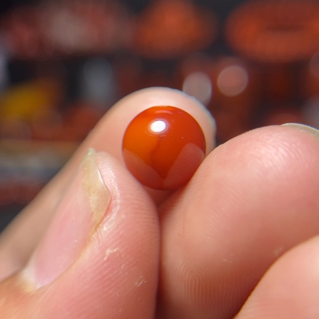 南红玛瑙珠宝奇石未镶嵌清*原矿瓦西单珠9.3mm