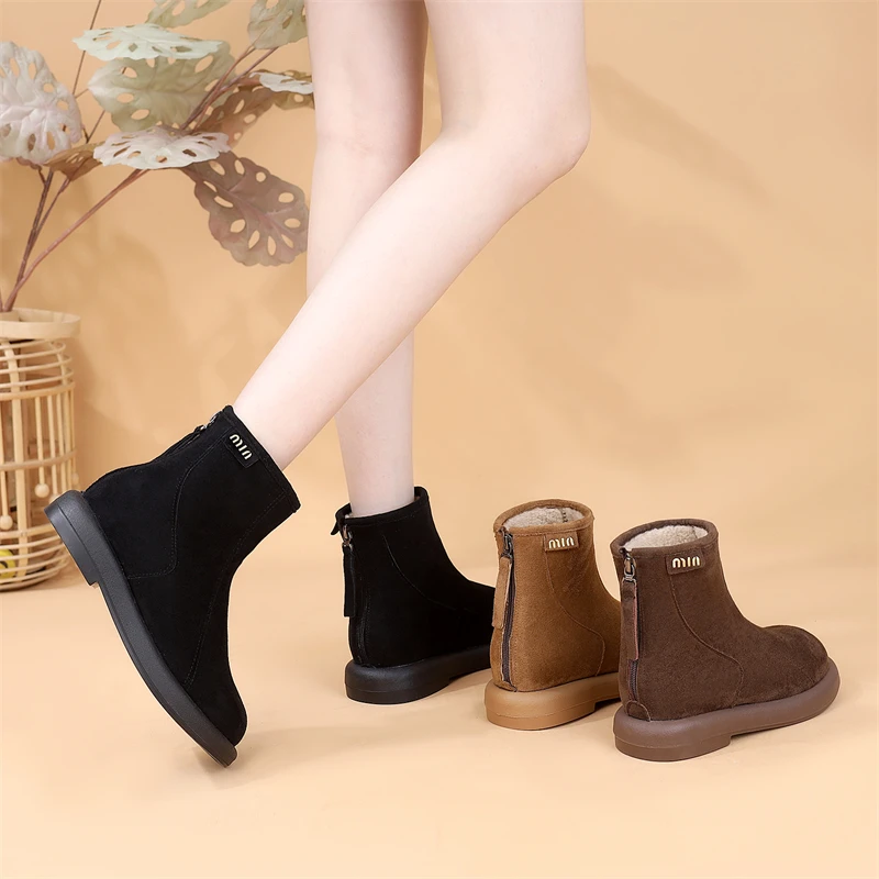 2025新款休闲风保暖侧拉链韩式时尚雪地靴加厚秋冬棉鞋厚底加绒