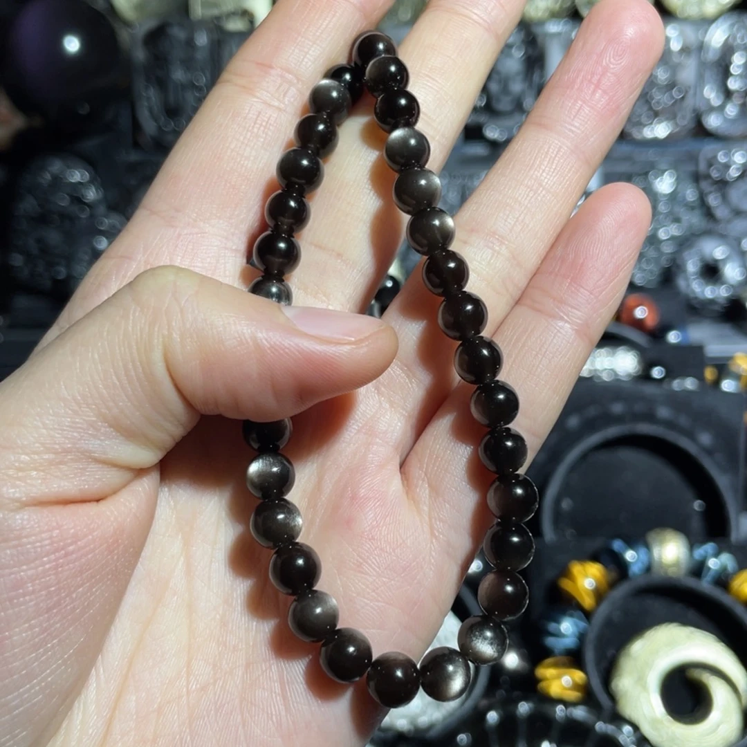 粒****黑曜岩未镶嵌手串定制款不退不换