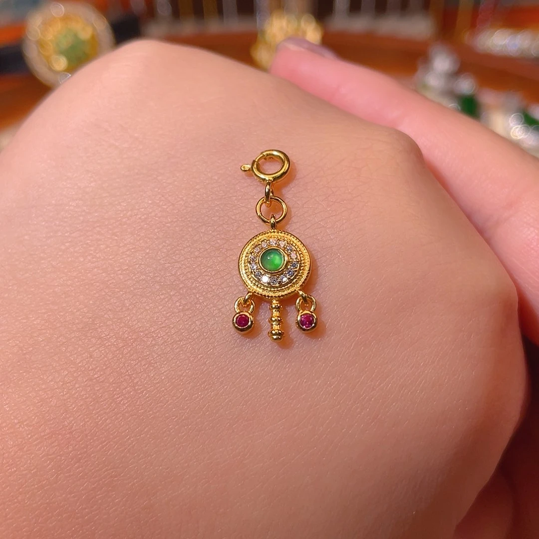 吊坠(不含链)银S925镶嵌翡翠