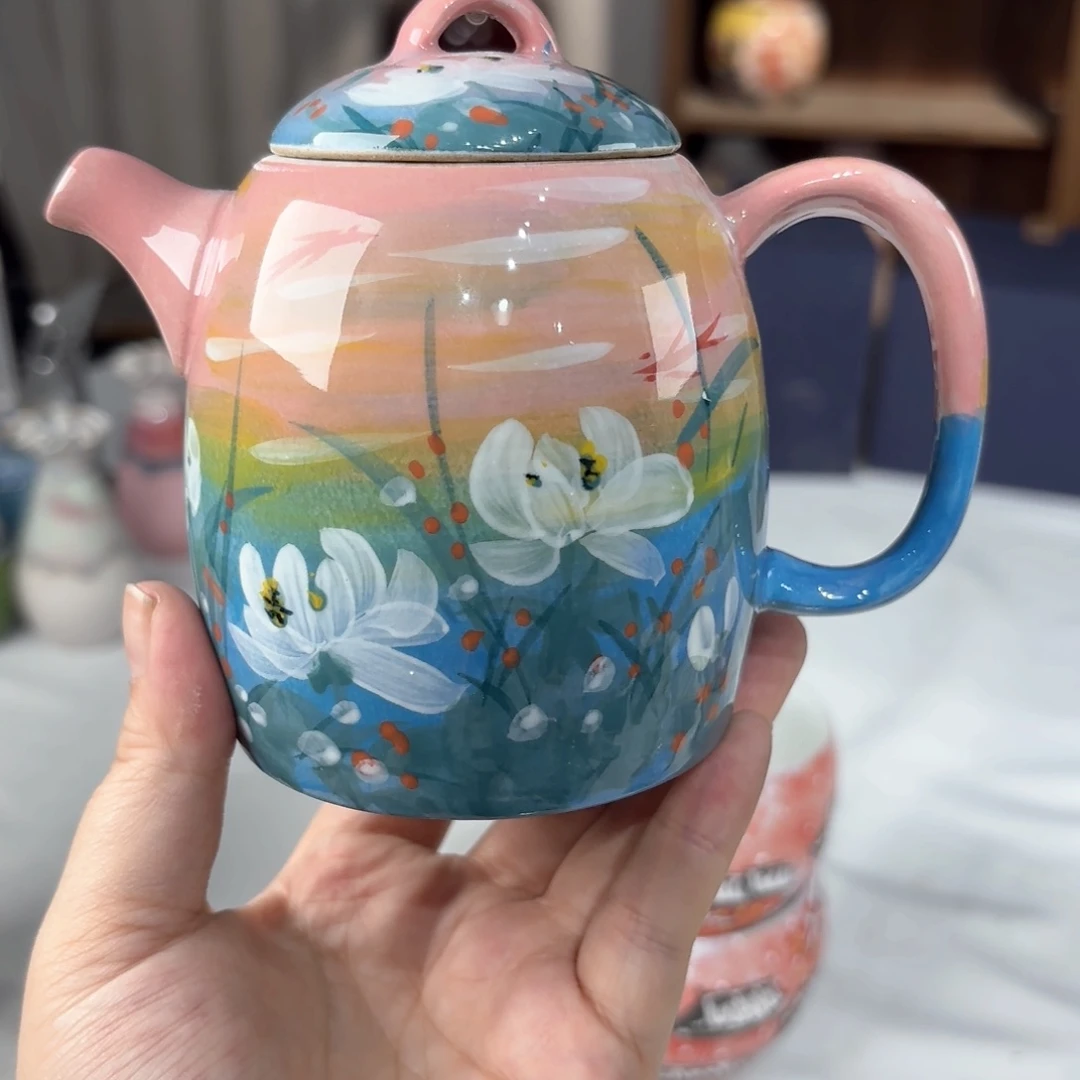 景德镇手绘高温釉下彩陶瓷茶具