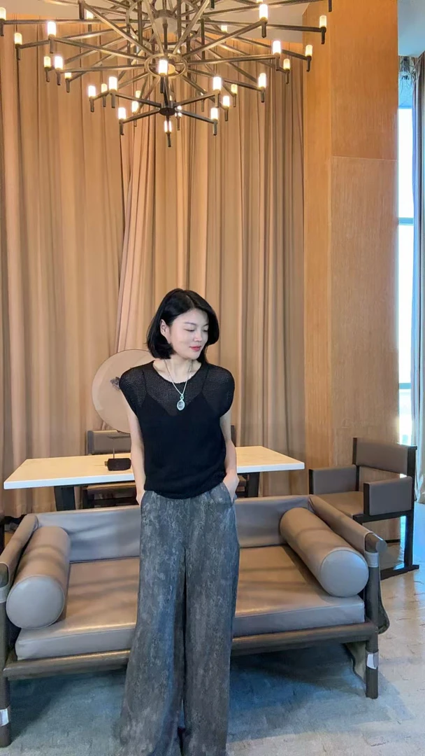 TANTAN  人丝100 气质时尚休闲直筒裤1808