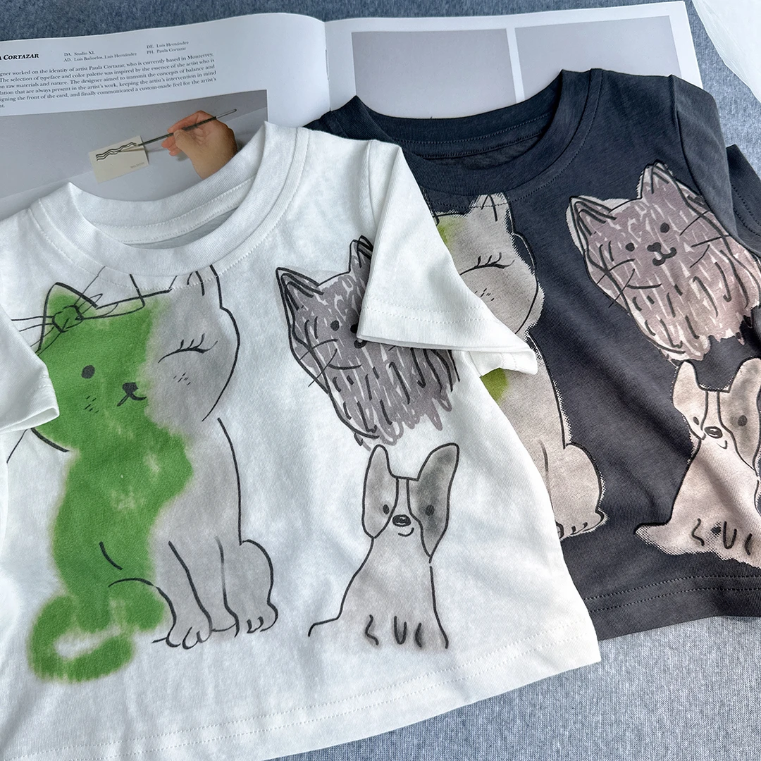 【萌宠乐园-140克雪花纱 小乐妈咪】男女童短袖T恤夏装宝宝夏季E16