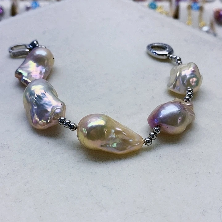 银S925镶嵌耳饰淡水珍珠