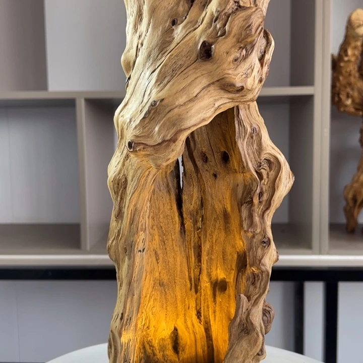 木石榴木榴疤镂空树灯摆件