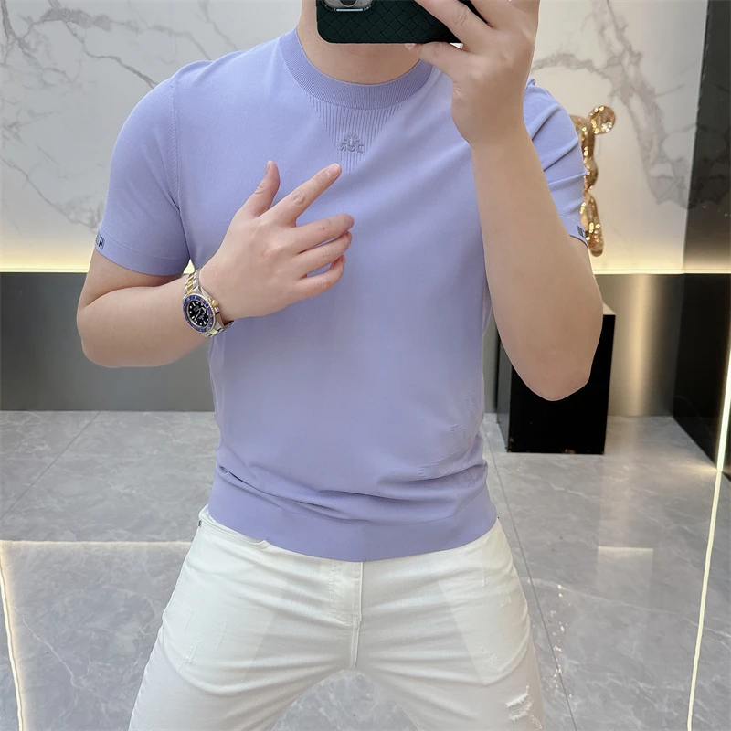 BX欧版.高级感轻奢网红印花提花绣男士帅潮流时尚T恤2025夏季新款