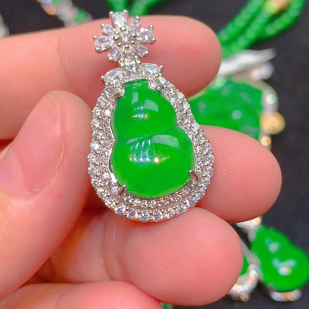 吊坠(不含链)银S925镶嵌翡翠翡翠