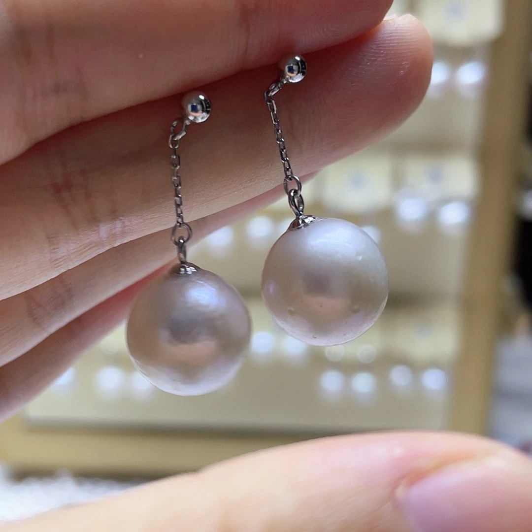 银S925镶嵌淡水珍珠耳饰