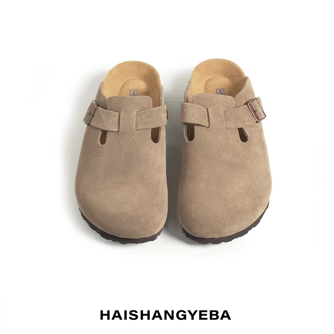 【海上叶爸】新款2025春秋百搭丝光牛反毛皮男女同款勃肯鞋