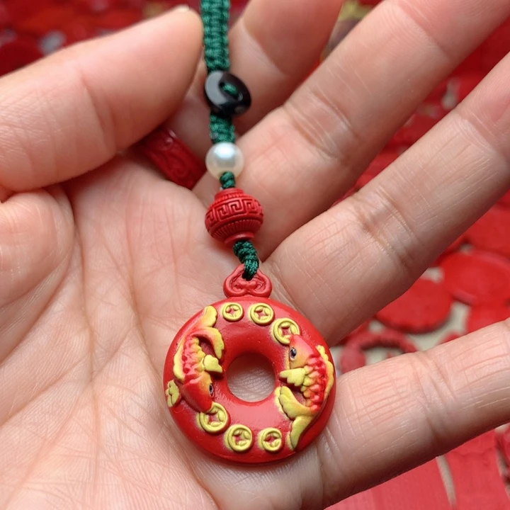 天然辰砂工艺品朱砂钥匙扣