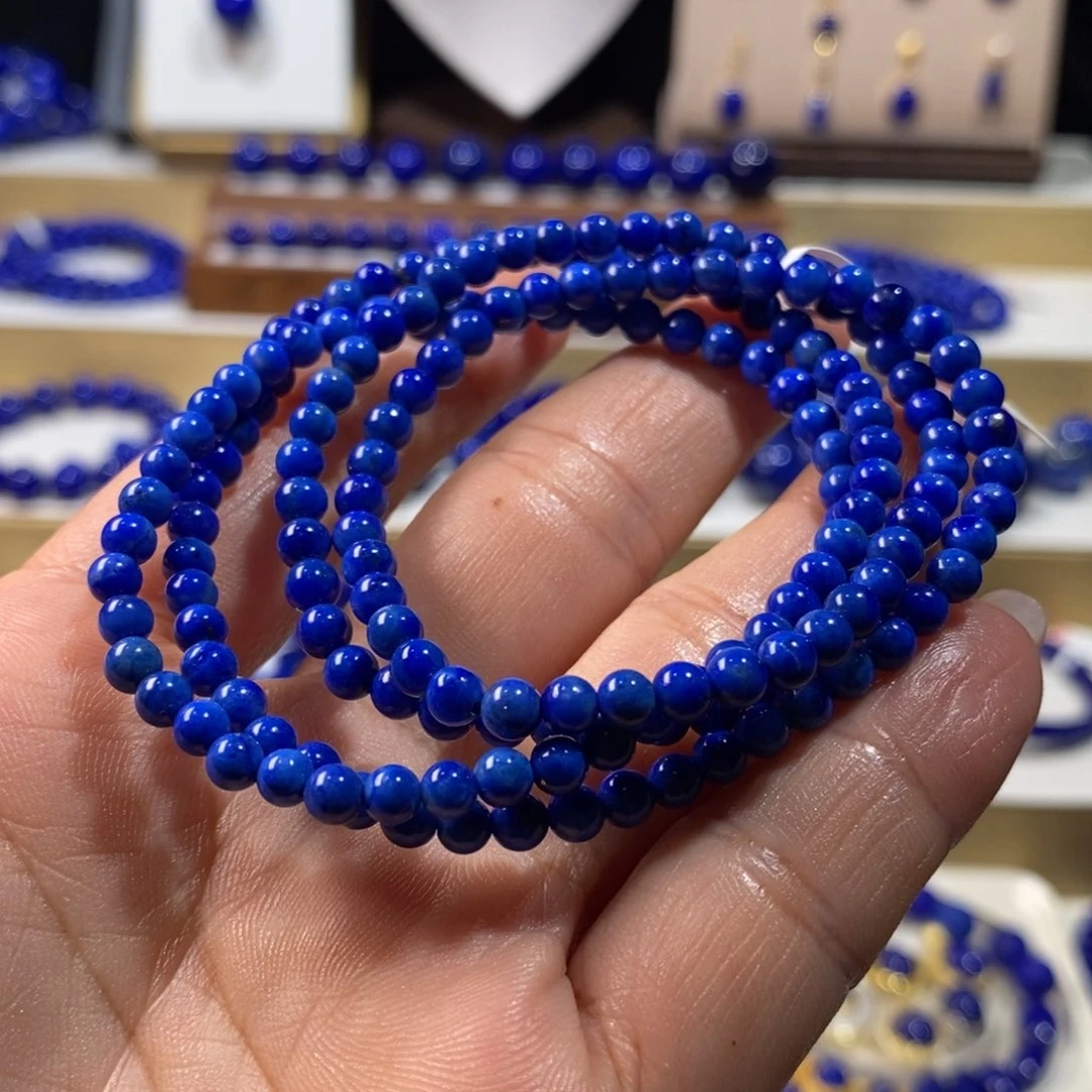 青金石未镶嵌手串4.2m老矿多圈