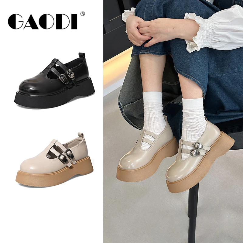 GAODI/高蒂圆头学院风玛丽珍鞋韩单鞋时尚日系女鞋复古54212-201