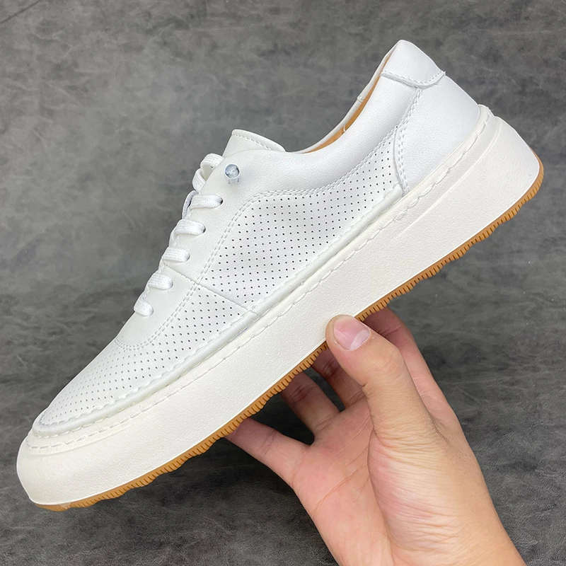 牛皮小白鞋男爆款2025秋季新款鞋子男透气百搭男士休闲鞋皮鞋板鞋