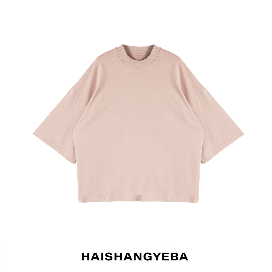 【海上叶爸】新款2025夏季百搭棉圆领简约纯色宽松休闲T恤