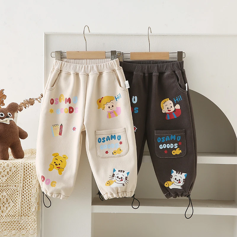 【苗苗】miki休闲加绒裤秋季男女童卫裤中小童灯笼裤休闲裤子795