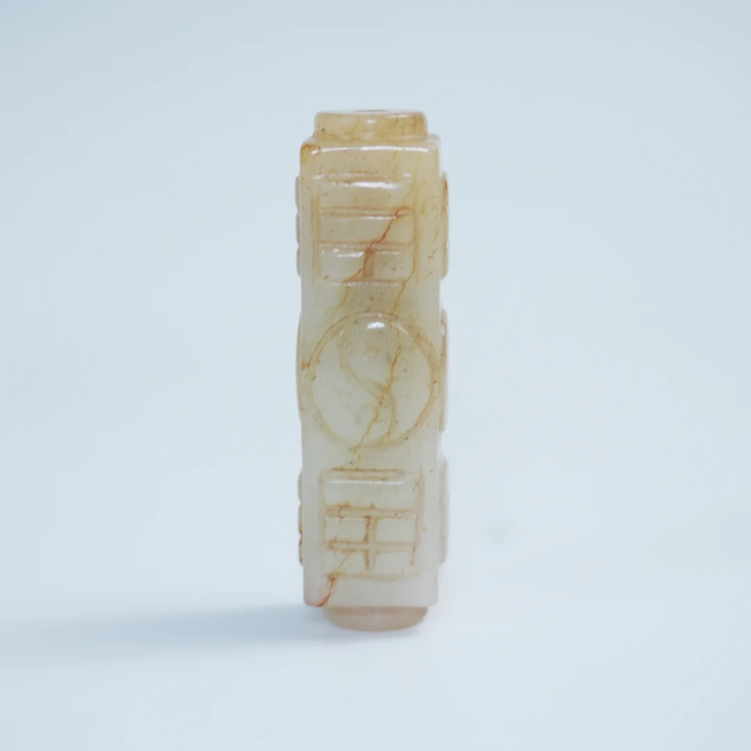 清代八卦纹四方琮式玉勒子432929*古玉*传承