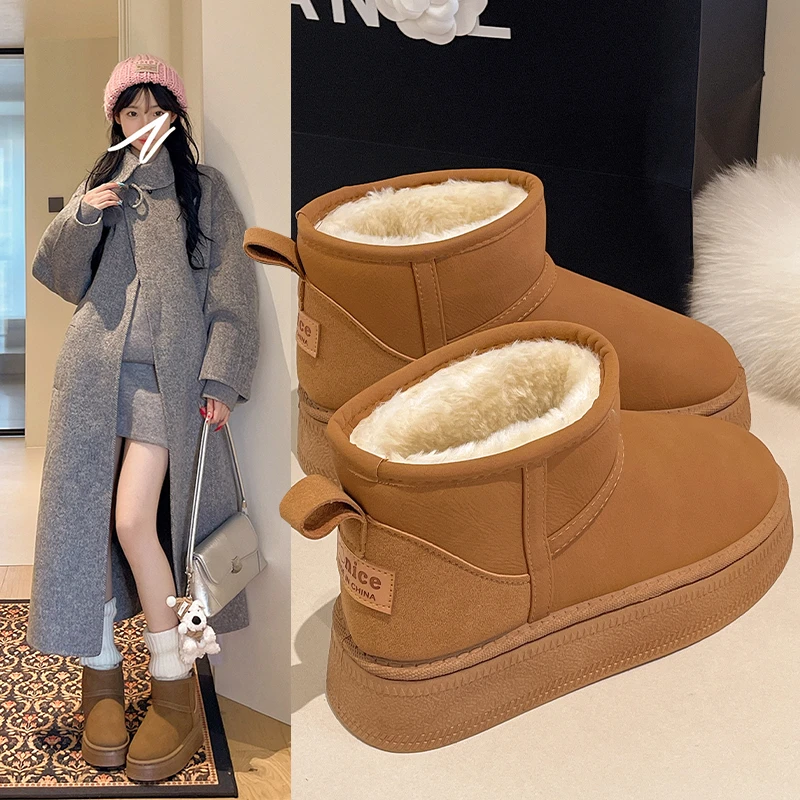 冬季时尚雪地靴小个子百搭厚底雪地靴保暖加厚棉靴时尚靴子