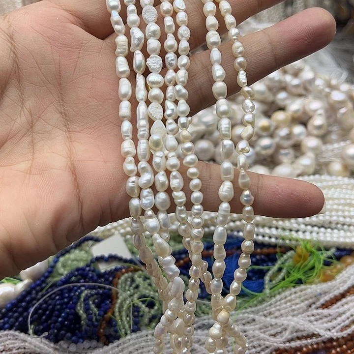 玛瑙/玉髓未镶嵌珠宝半成品一条4mm左右不规则珍珠