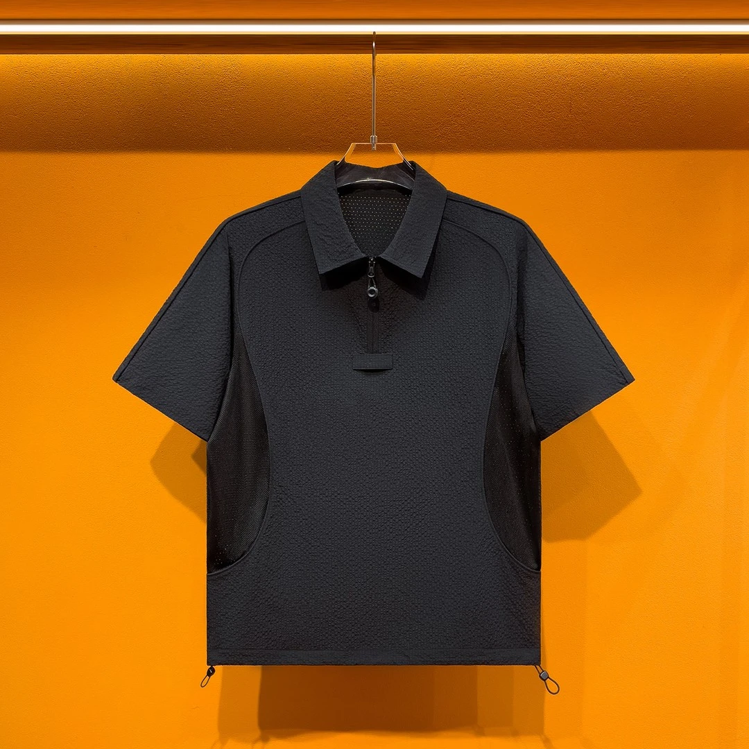 高端泡泡纱凉感短袖Polo衫男士夏季薄款速干翻领抗皱宽松休闲T恤