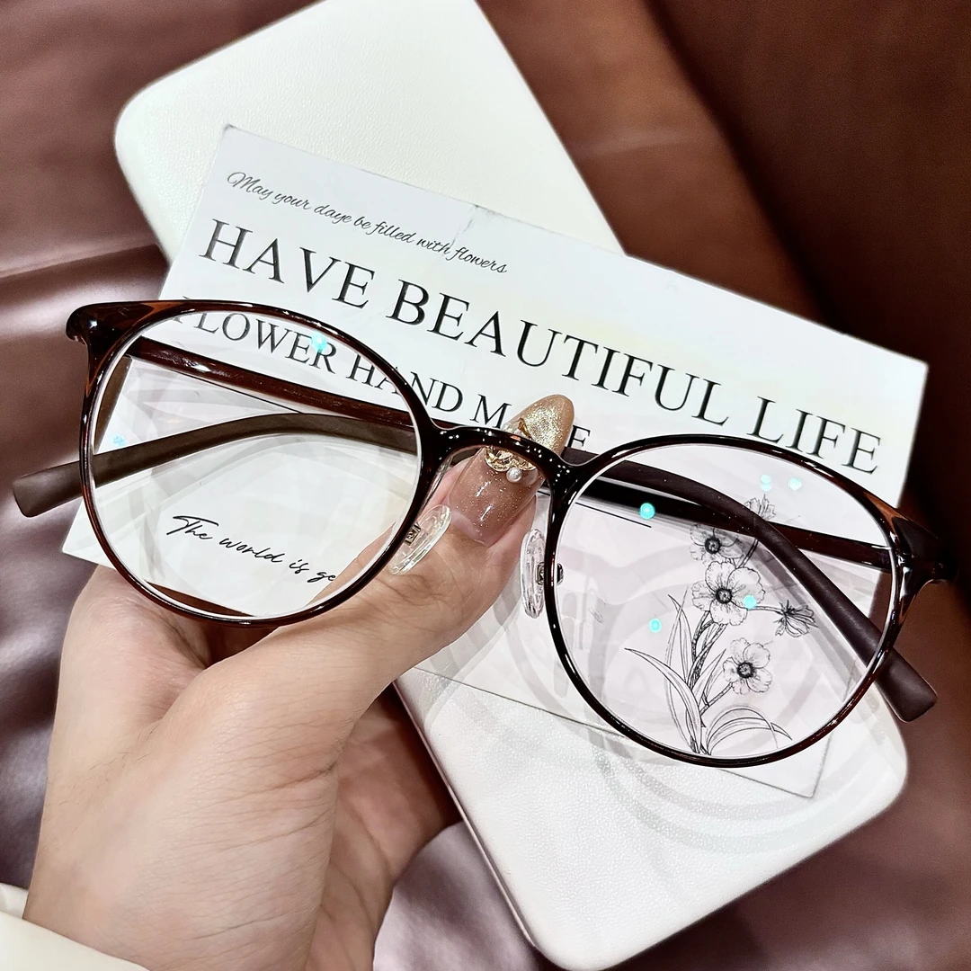 超轻咖啡色眼镜可配近视眼镜女款韩系精致有度数防蓝光防滑防过敏