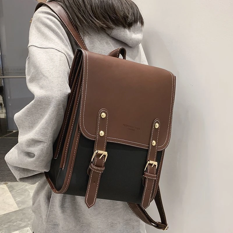 卡拉羊【设计师款】双肩包2025新款ins复古大容量学院风大学生书包