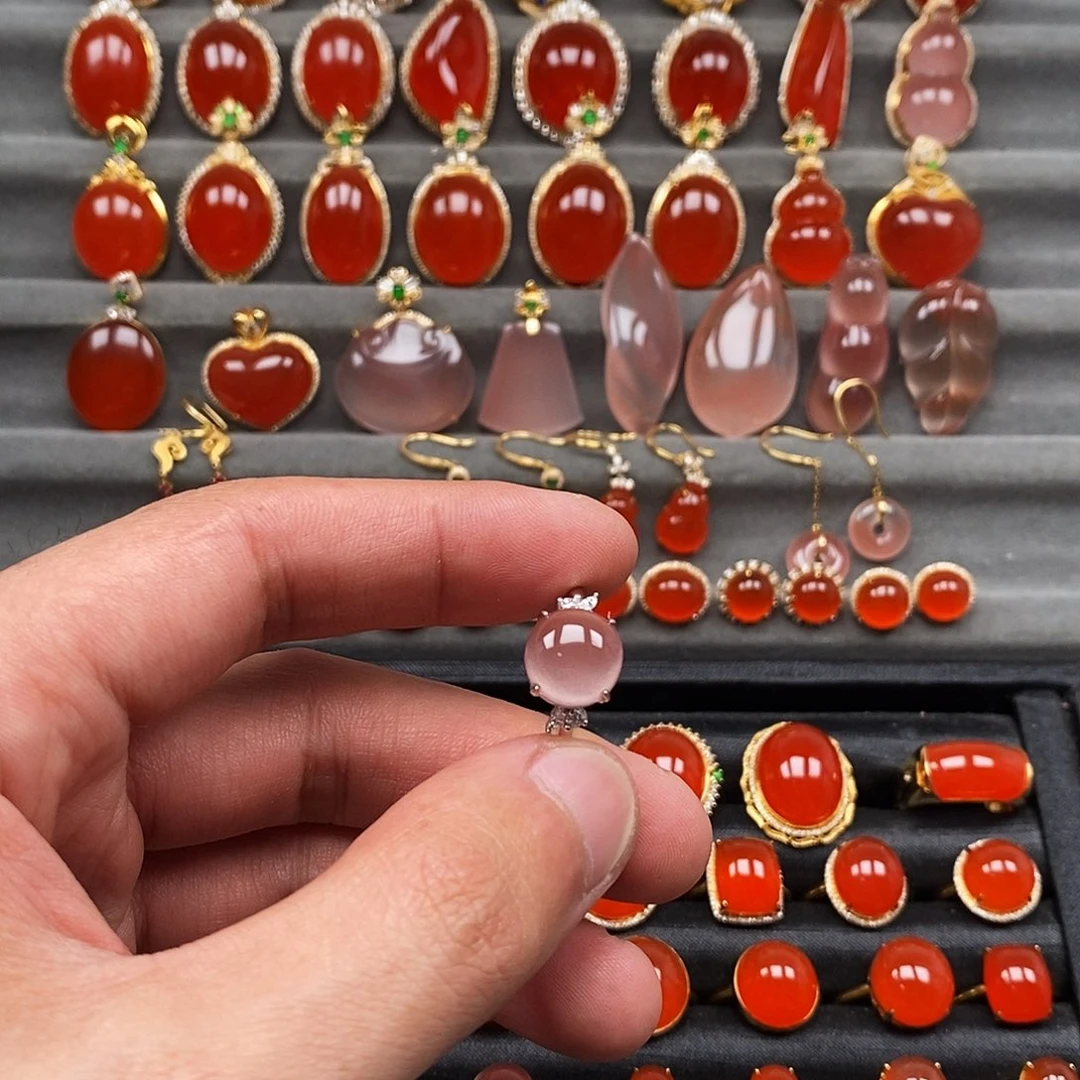 南红玛瑙银S925镶嵌戒指