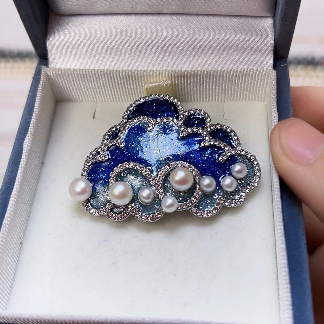淡水珍珠胸饰银S925镶嵌