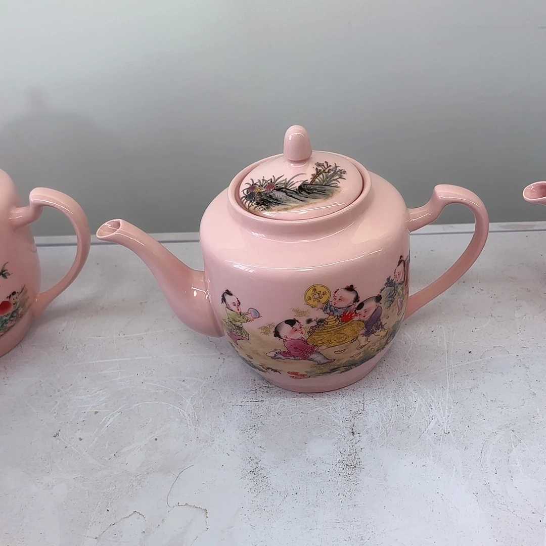 壶陶瓷招财进宝两斤侧把壶红稀稀