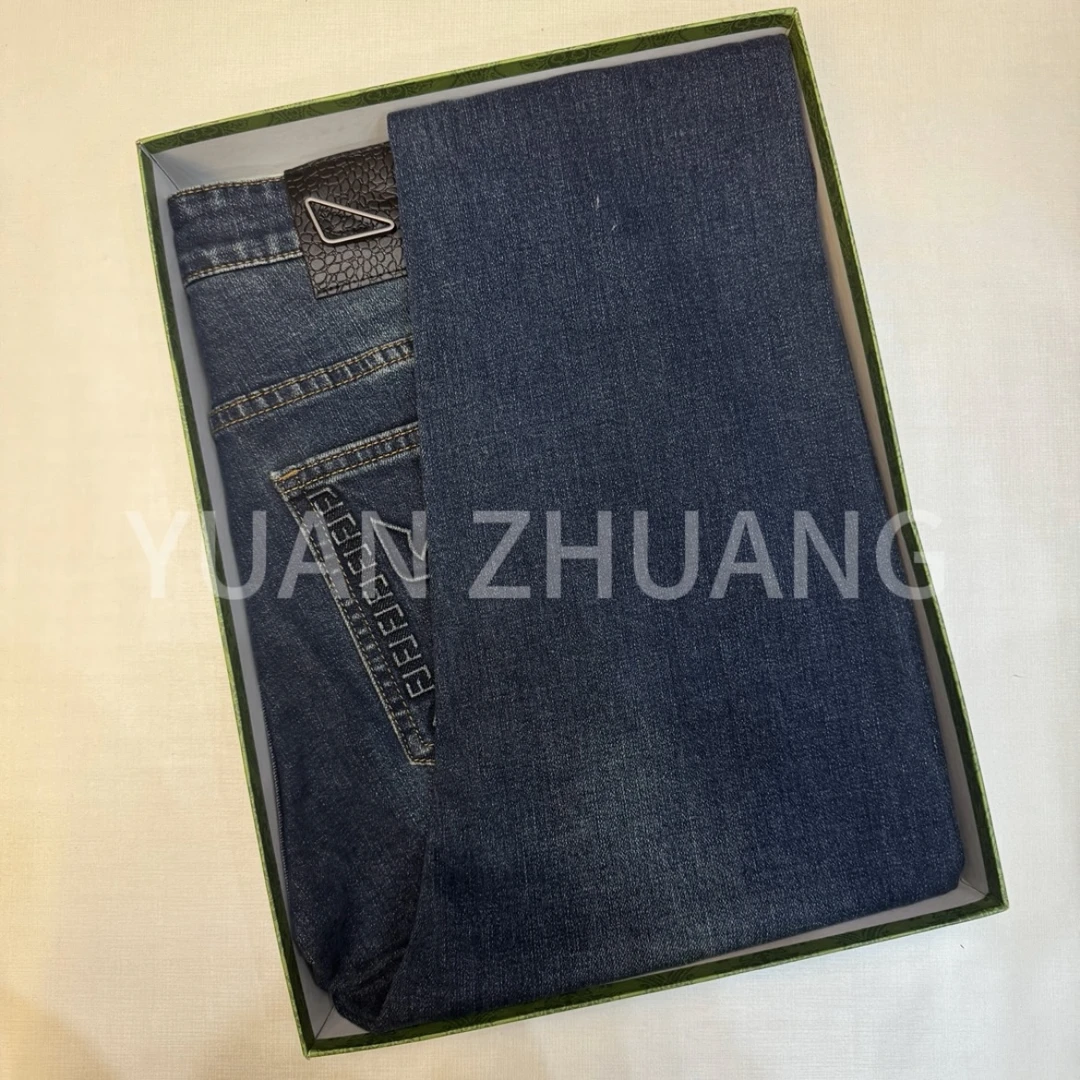 爆 （小眼睛626）秋冬新款男士欧货时尚百搭轻奢中腰小直筒洗水牛