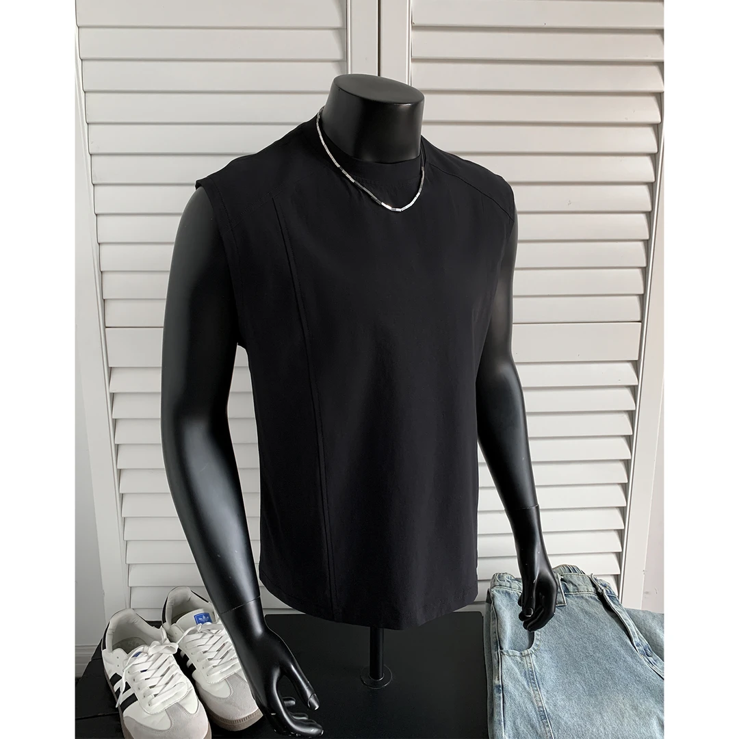 黑色速干冰丝凉感背心男款夏季薄款跑步健身坎肩马甲跨栏无袖T恤