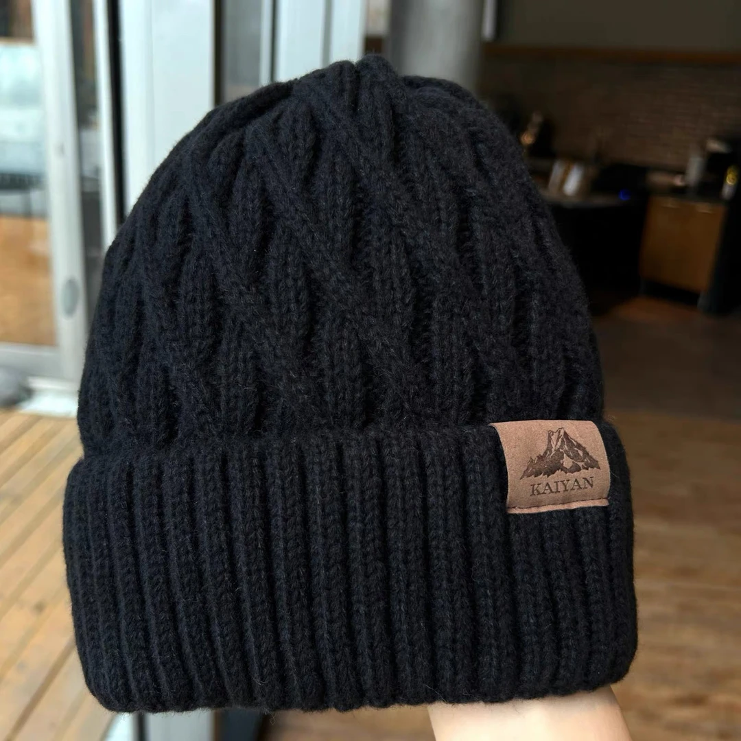 2025新款麻花毛线帽男女针织帽秋冬季加厚加绒保暖百搭冷帽护耳帽
