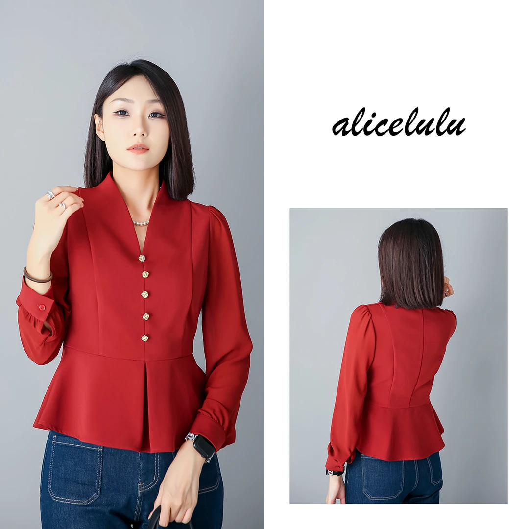 1 ALICE “秋云绯红”衬衫 复古优雅 显瘦立裁 S2139211E