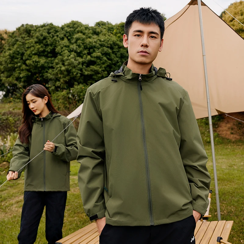 户外登山冲锋款一体式休闲夹克山系纯色春秋情侣薄款运动外套CK21