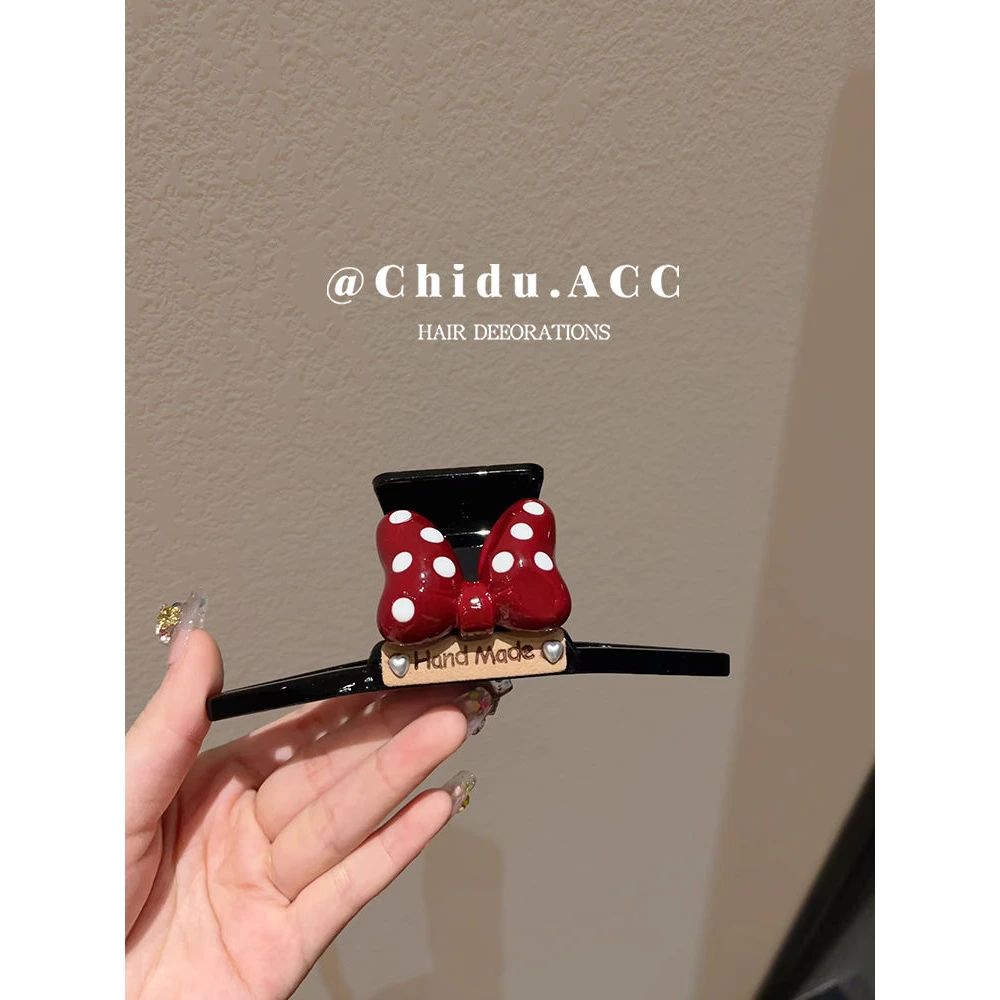 韩版新款蝴蝶波点发夹复古潮流抓夹高级感鲨鱼夹后脑勺盘发发卡