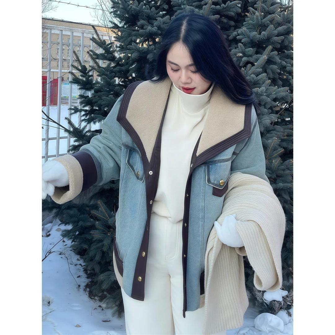 断码捡漏~爱神礼赞 / 复古风大翻领牛仔外套13080花契200斤胖mm