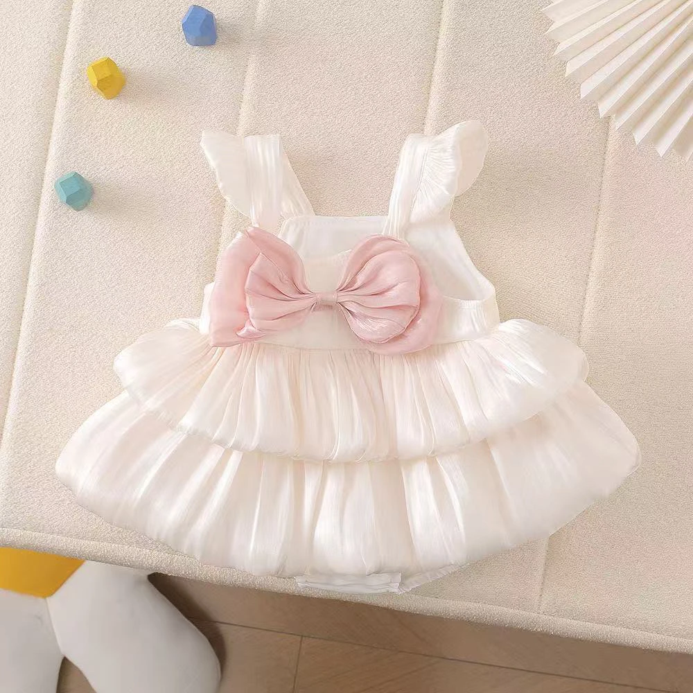婴儿衣服夏季吊带包屁裙百天宴女宝宝满月蛋糕裙洋气公主周岁礼服