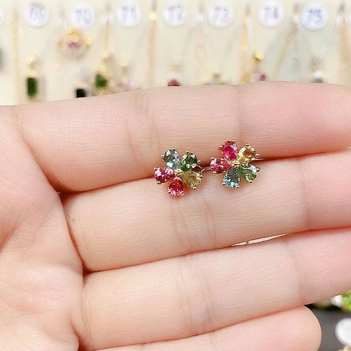 耳饰碧玺银S925镶嵌