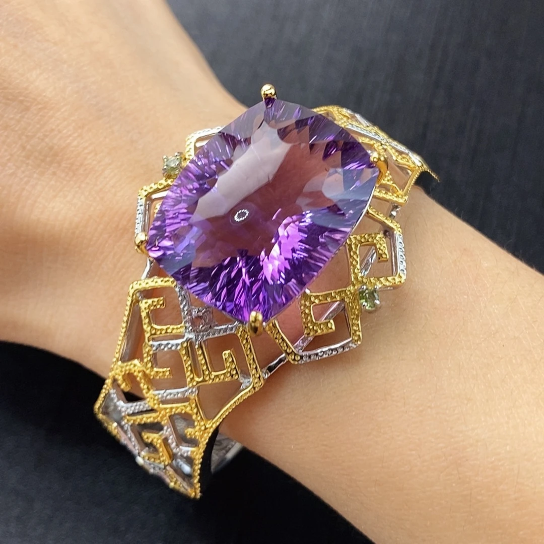 手镯水晶银S925镶嵌