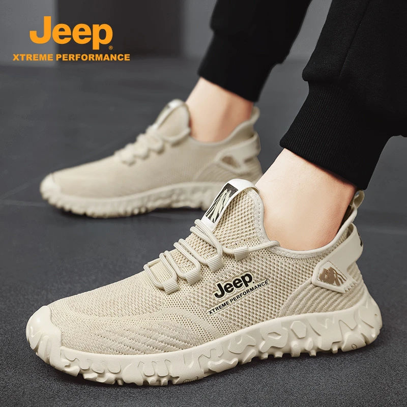 Jeep吉普男式网面透气徒步鞋2025冬季户外运动厚底防滑耐磨休闲鞋