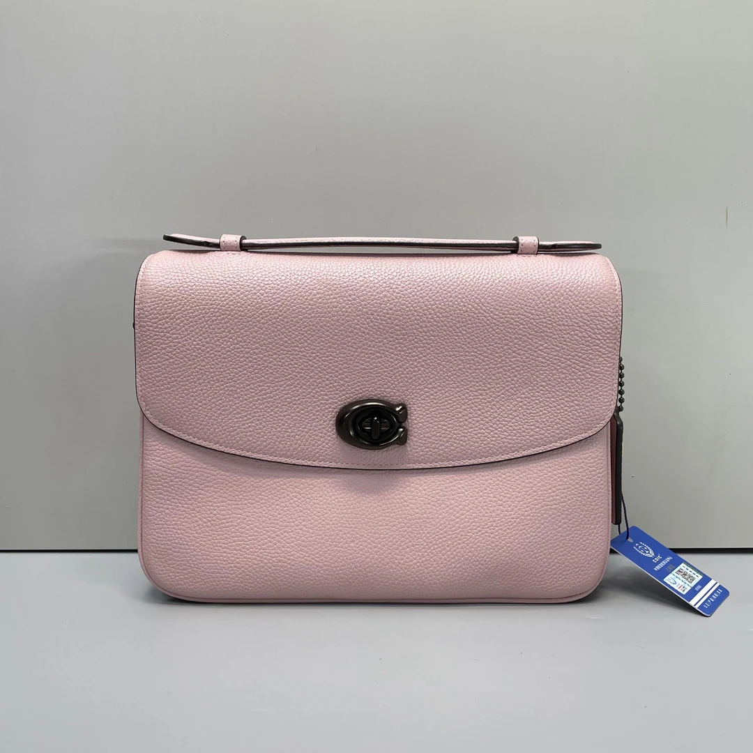 95新 COACH/蔻驰 Cassie24 粉色邮差包24x18x7cmE010206