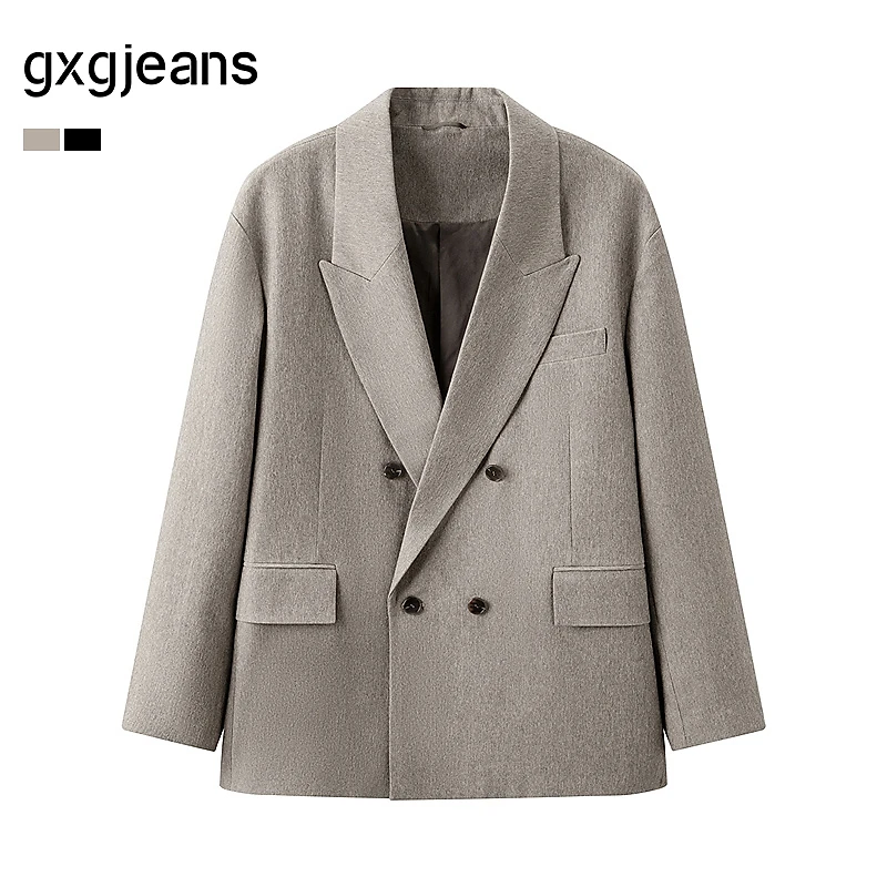 gxg.jeans男装  棕色双排扣西服外套男 25年春新品#J25D011001