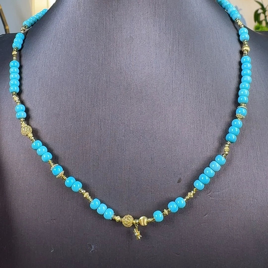 绿松石18K金镶嵌挂件