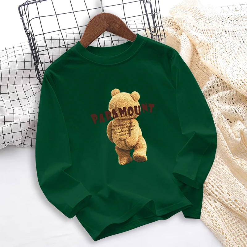 儿童2025年春秋新款纯棉长袖T恤童装男女童卡通印花百搭休闲上衣