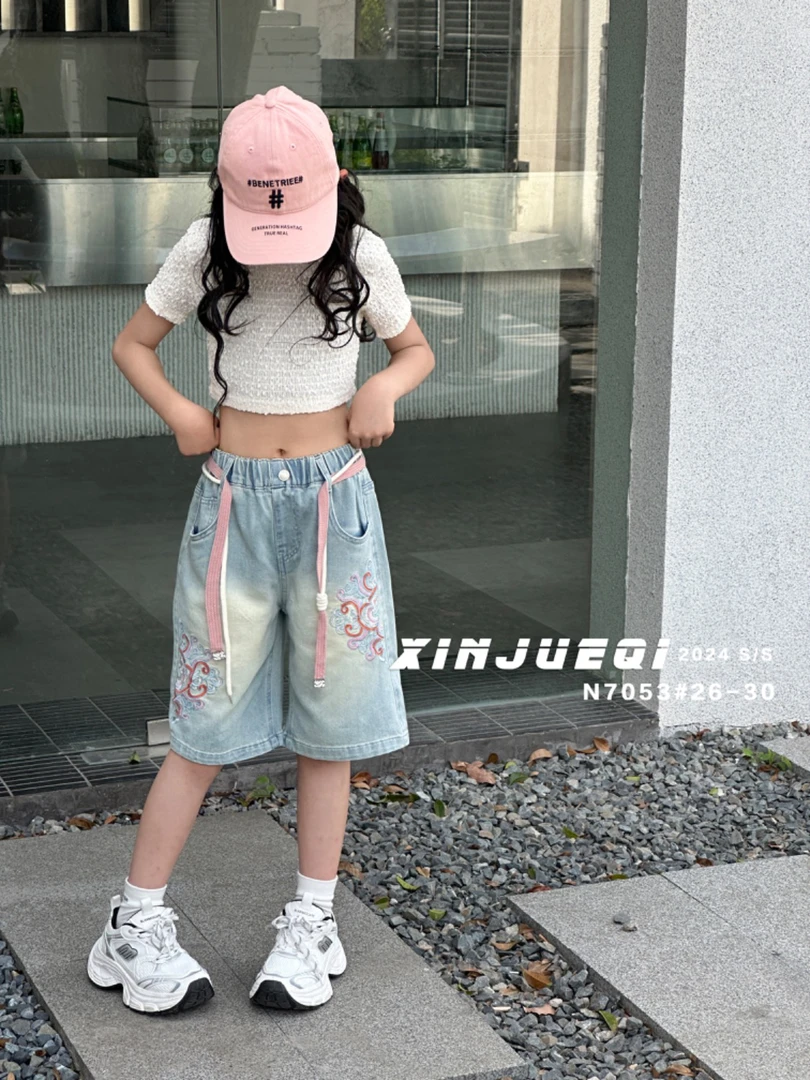 第3组26到30款男女国风刺绣牛仔中裤休闲百搭夏季薄款