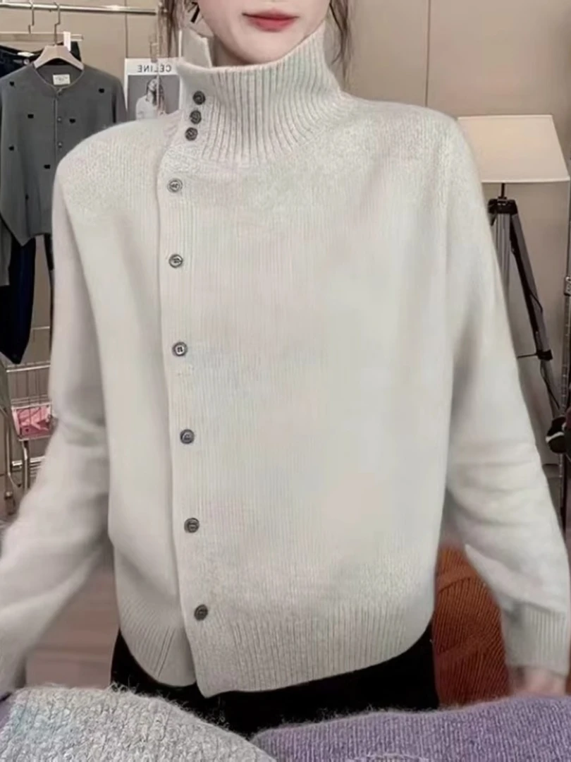 欧货高领毛衣外套女冬季针织打底衫大码胖mm遮肚显瘦保暖内搭上衣
