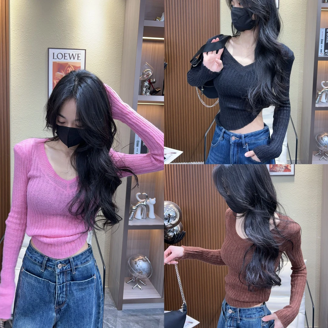 2025V领高级感超好看毛衣女春秋冬打底衫针织显瘦高端精致上衣